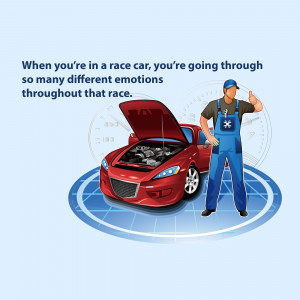 Mechanic inspecting a race car engine with a thumbs up