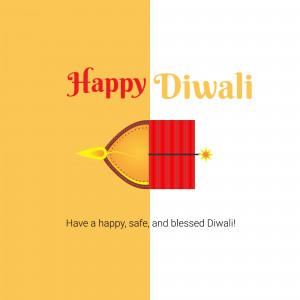 Diwali greeting card with a diya and festive message