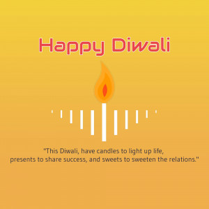 Diwali greeting with a lit diya and festive message