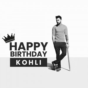 Virat Kohli birthday wish with a crown graphic