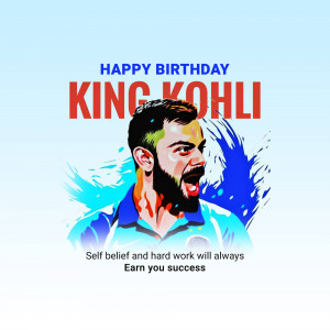 Illustration of Virat Kohli with birthday wishes
