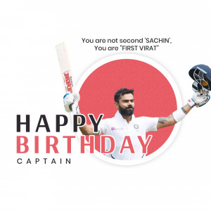 Virat Kohli birthday wish with a celebratory design.
