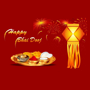 Bhai Dooj festival greeting with traditional sweets and a decorative lantern