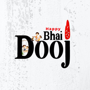 Happy Bhai Dooj greeting with brother and sister illustration