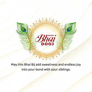 Bhai Dooj greeting with peacock feathers and decorative elements