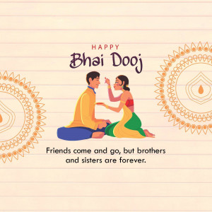 Illustration of a brother and sister celebrating Bhai Dooj