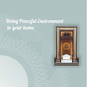 A beautifully designed home temple with warm lighting and a peaceful backdrop.