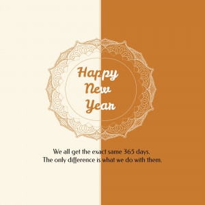 New Year greeting card with decorative elements and inspirational quote
