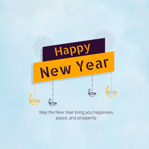 Happy New Year greeting with decorative elements