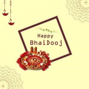 Bhai Dooj celebration with thali and decorations