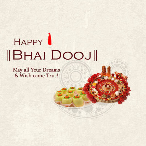Bhai Dooj greeting with traditional thali and sweets