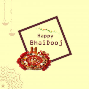 Bhai Dooj celebration with thali and decorations