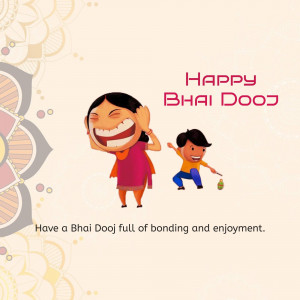 Illustration of a brother and sister celebrating Bhai Dooj