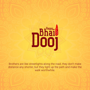 Bhai Dooj festival greeting with decorative background and text.