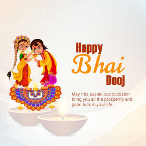 Illustration of a brother and sister performing Bhai Dooj rituals