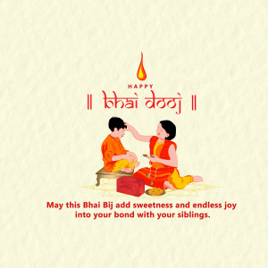 Illustration of a sister performing a traditional ritual on her brother's forehead for Bhai Dooj.