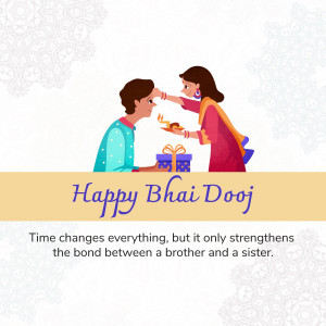 Illustration of a sister applying tilak to her brother's forehead on Bhai Dooj