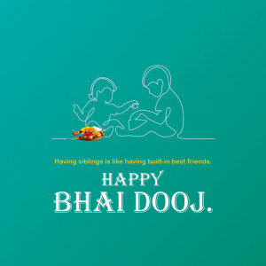 Illustration of a brother and sister with a crab, celebrating Bhai Dooj.