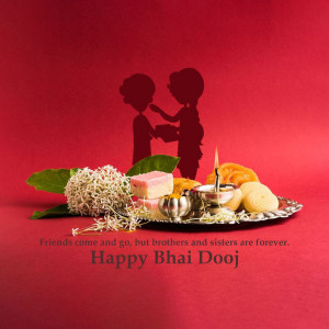 Bhai Dooj festival with sweets and siblings silhouette