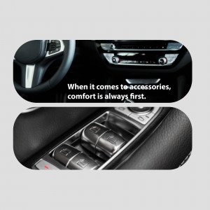 Close-up view of a car's interior, showcasing comfort and accessories.