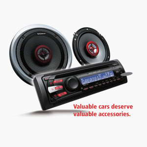 Sony car stereo system with speakers and head unit
