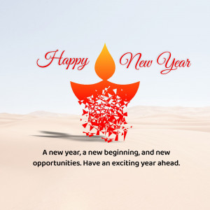 Diya with Happy New Year text