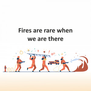 Illustration of firefighters extinguishing a fire.