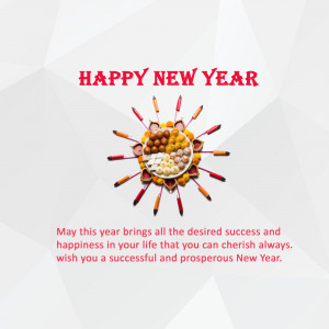 New Year festive arrangement with sweets and traditional items