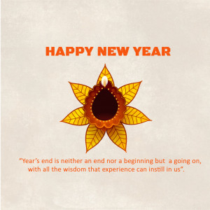 Floral design with 'Happy New Year' text and a quote.