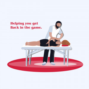 A physical therapist working on a patient's back.
