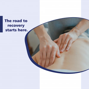 Hands providing a back massage, symbolizing recovery and wellness.