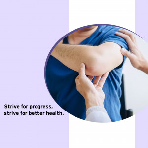 A physical therapist examining a patient's elbow joint.