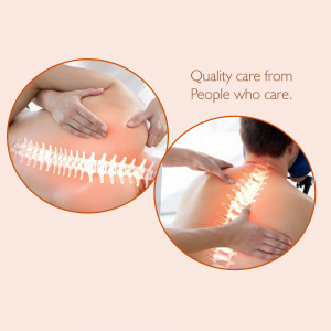 Image depicting chiropractic treatment for back and neck pain with a glowing spine illustration.