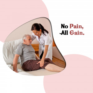 A healthcare worker assisting an elderly man with mobility.