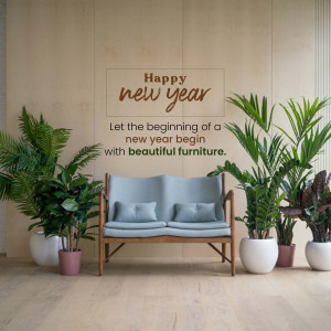 Modern furniture with New Year greeting
