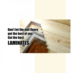 A selection of laminate flooring samples in various wood tones.