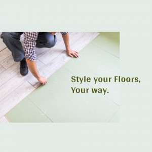 Person installing light wood-look flooring tiles