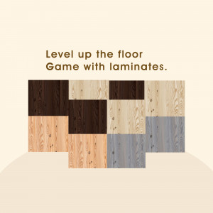 Assortment of laminate flooring samples in various wood tones and shades.