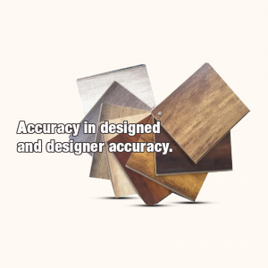 A collection of wood finish samples in various shades of brown and beige.