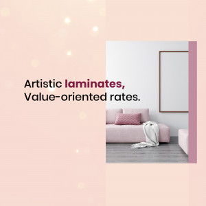 Modern living room with pink sofa and artistic laminates