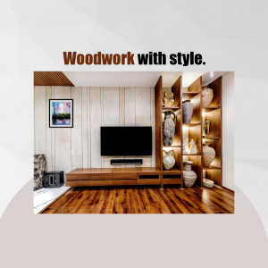 Elegant living room with custom woodwork and a flat-screen TV.