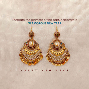 Pair of ornate gold earrings with gemstones, celebrating the New Year