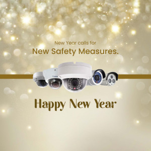 Security cameras with a New Year's greeting
