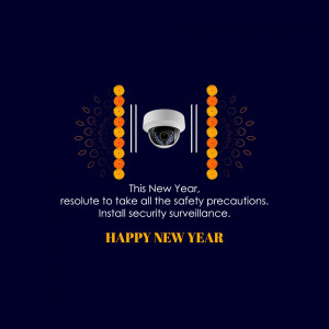 Security camera with New Year greeting