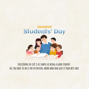 Illustration of students with a teacher celebrating International Students' Day