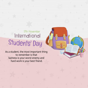 Illustration for International Students' Day with backpack, globe, and books