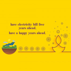 Diwali greeting with solar panel and diya illustration