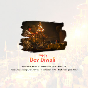 A man lighting lamps during Dev Diwali in Varanasi, India.