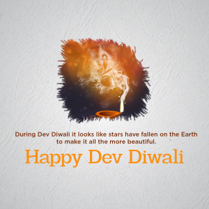 Dev Diwali celebration with a lit diya and starry background