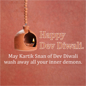 Clay lamp with Diwali greeting